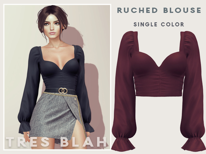 Tres Blah - Ruched Blouse - Maroon