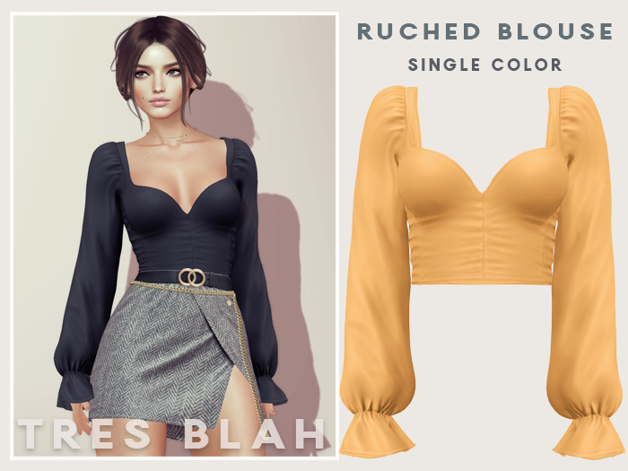 Tres Blah - Ruched Blouse - Yellow