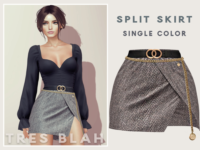 Tres Blah - Split Skirt - Herringbone