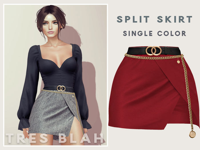 Tres Blah - Split Skirt - Red