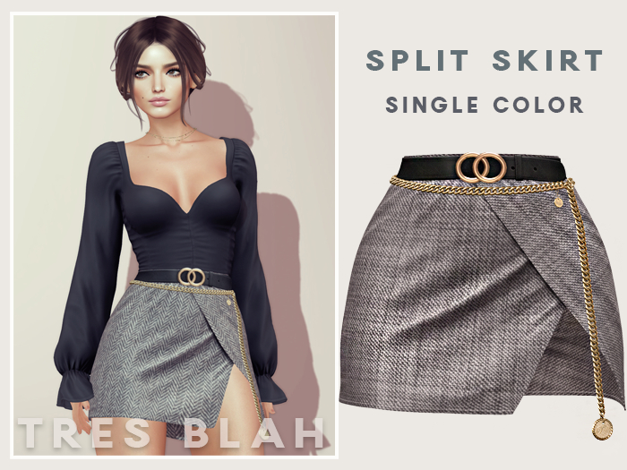 Tres Blah - Split Skirt - Tweed