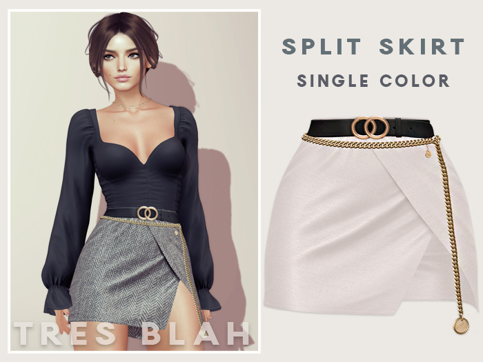Tres Blah - Split Skirt - White