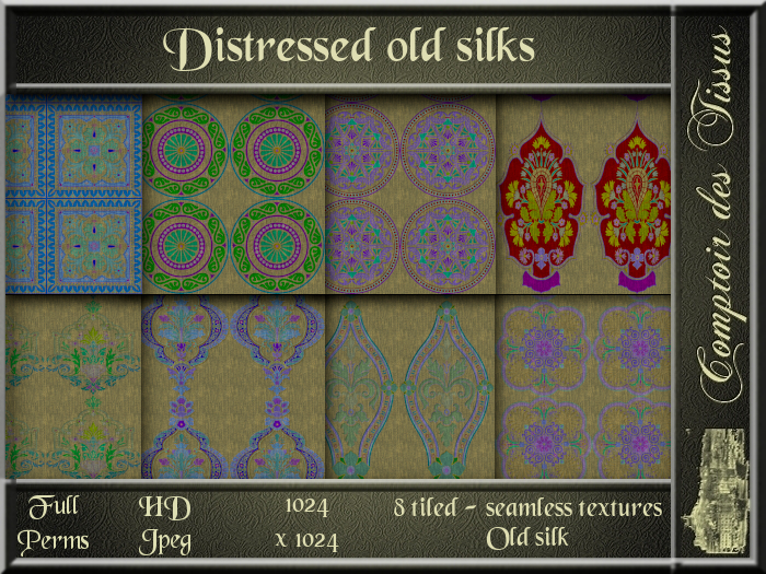Distressed old silks - 8 FULL PERMS Textures