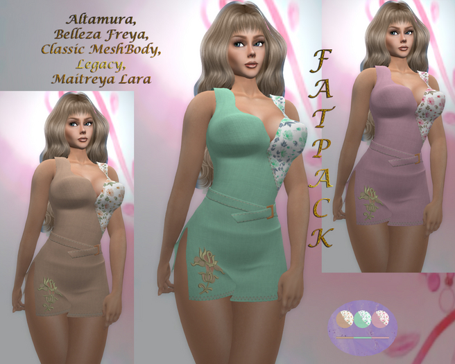 &ML& Fatpack Dress with belt "Rosette" with HUD (3 colors) ALLBODIES