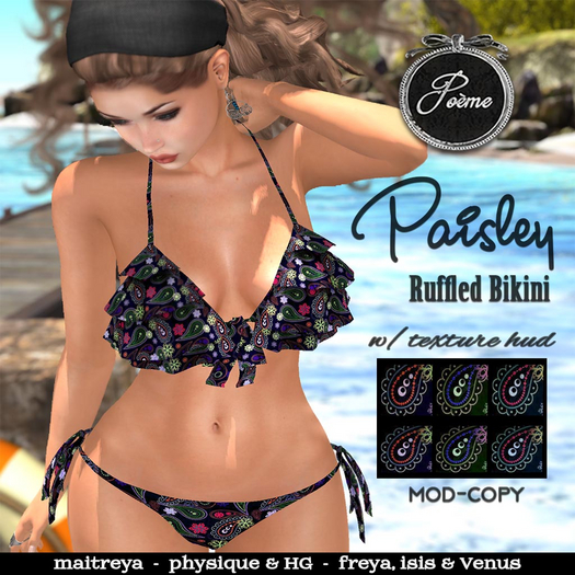 {Poeme} Ruffled Paisley Bikini w/HUD