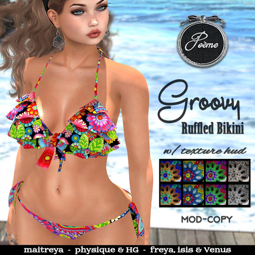 {Poeme} Ruffled Floral Bikini w/HUD 