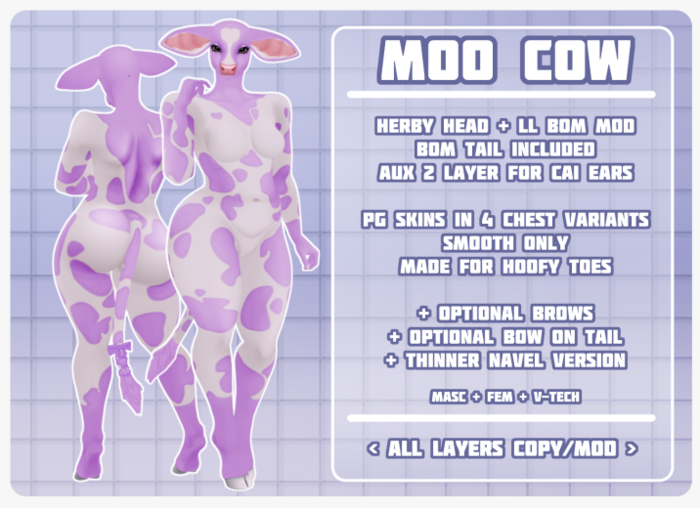 :: wickedpup :: MOO COW // GRAPE // HERBY + LL BOM SKIN