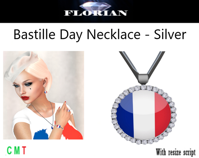 *FLORIAN* Bastille Day - Necklace - Silver - (bag)