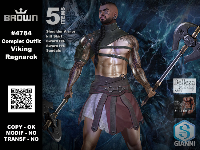 Second Life Marketplace - 4784 COMPLET OUTFIT RAGNAROK VIKING 5 ITEMS ...