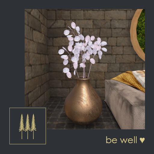 NEW ➛ Metallique Deco Vase, Silver Dollar Stems in Vase (11 Textures) - Mesh C/M (Add to Unpack) 