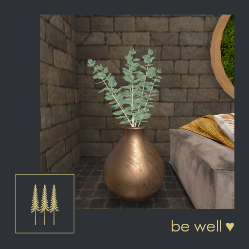 NEW ➛ Metallique Deco Vase, Eucalyptus Stems in Vase (11 Textures) - Mesh C/M (Add to Unpack) 