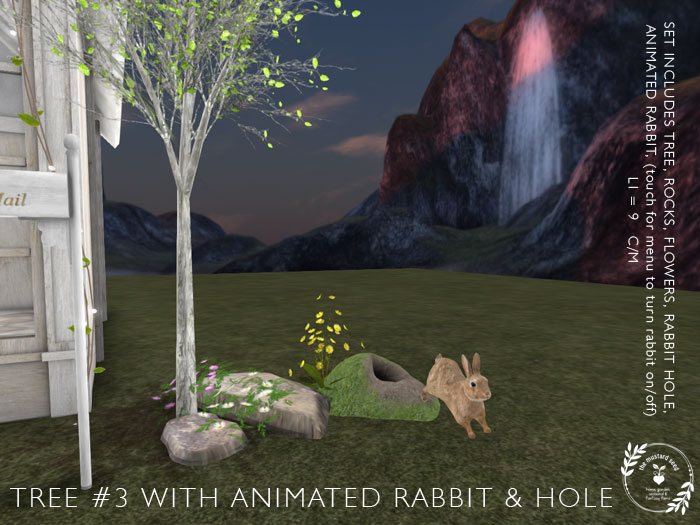 tms tree 3 with rocks, daisies, animated bunny & burrow  *WEAR*