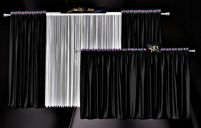 M's-BlackCurtainFlowered+WhiteCurtain+CurtainRod /Animated /