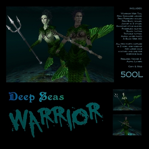-DS- Warrior Mer Tail - Green