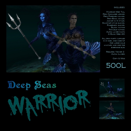 -DS- Warrior Mer Tail - Blue