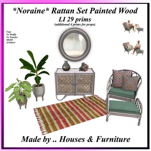 *Noraine* Rattan Set Painted wood