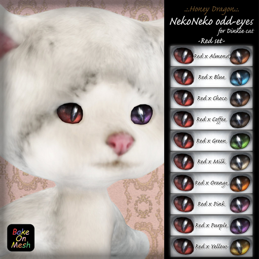 .:.H/D.:. NekoNeko odd-eyes for Dinkie cat // Red [23DBE10]
