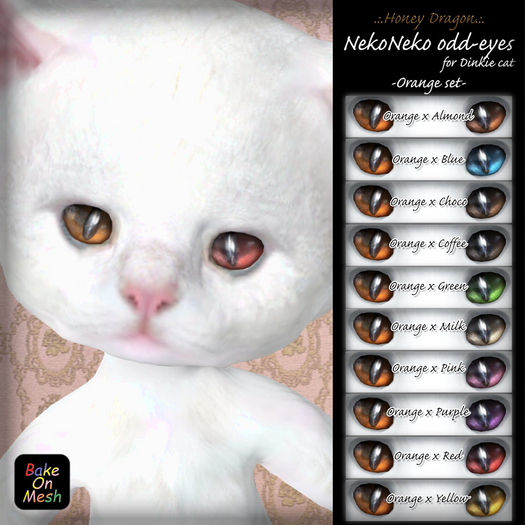 .:.H/D.:. NekoNeko odd-eyes for Dinkie cat // Orange [23DBE7]