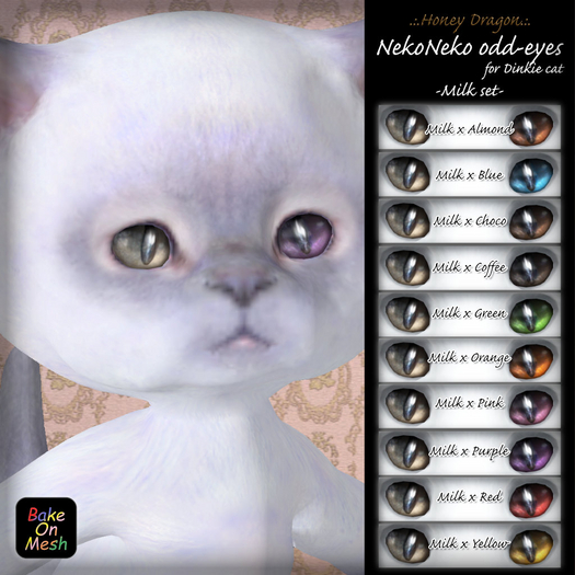 .:.H/D.:. NekoNeko odd-eyes for Dinkie cat // Milk [23DBE6]