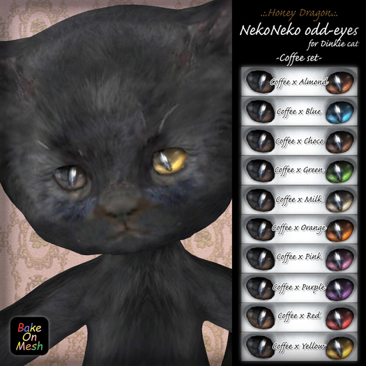 .:.H/D.:. NekoNeko odd-eyes for Dinkie cat // Coffee [23DBE4]