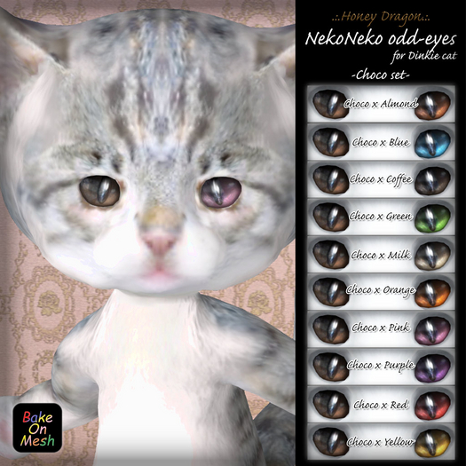 .:.H/D.:. NekoNeko odd-eyes for Dinkie cat // Choco [23DBE3]