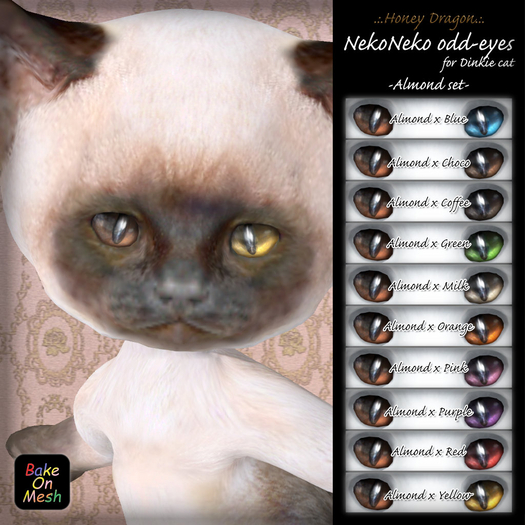 .:.H/D.:. NekoNeko odd-eyes for Dinkie cat // Almond [23DBE1]