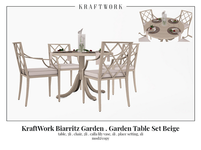 KraftWork Biarritz Garden . Table Set Beige (Add Me)