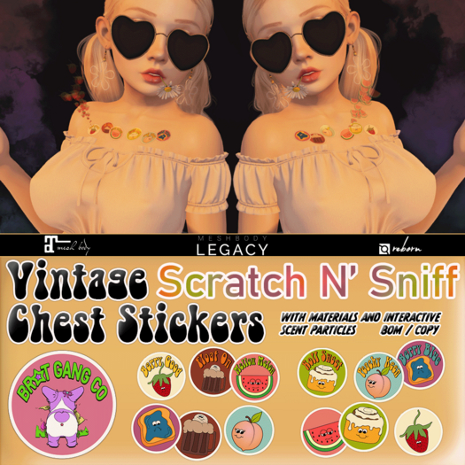BGC - Vintage Scratch N' Sniff Chest Stickers