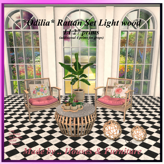 *Odilia* Rattan Set Light wood