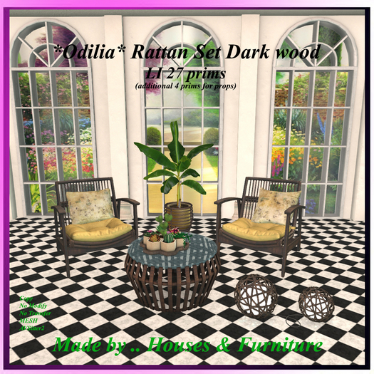*Odilia* Rattan Set Dark wood