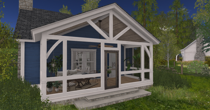 Rubble - LH Creek Stone Back Porch Screened Enclosure