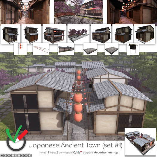 1. Japanese Ancient Town #1 - river scene RARE