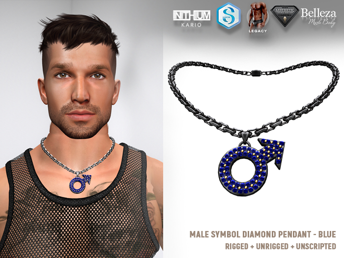 [SEVENELEVEN] Male Symbol Diamond Pendant Blue