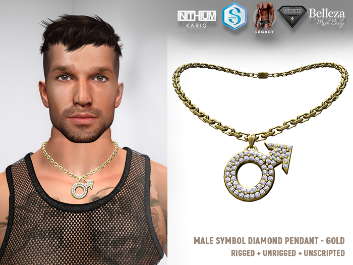 [SEVENELEVEN] Male Symbol Diamond Pendant Gold