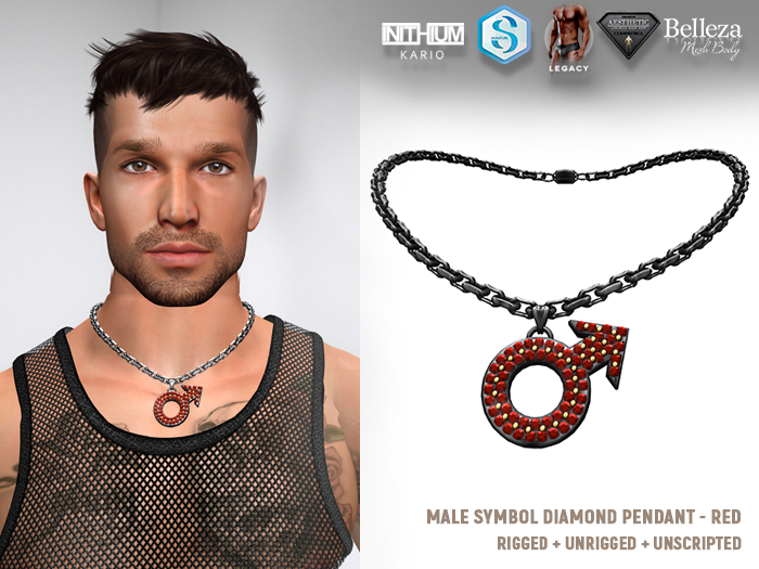 [SEVENELEVEN] Male Symbol Diamond Pendant Red