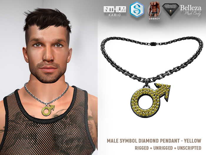 [SEVENELEVEN] Male Symbol Diamond Pendant Yellow