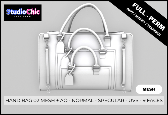 HAND BAG 02 ONLY MESH - FULL PERM - IT INCLUDES AO MAP - NORMAL - SPECULAR - UVS