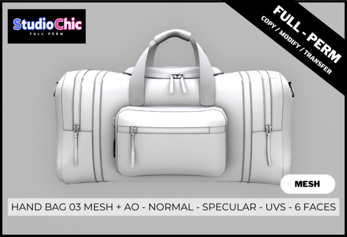 HAND BAG 03 ONLY MESH - FULL PERM - IT INCLUDES AO MAP - NORMAL - SPECULAR - UVS