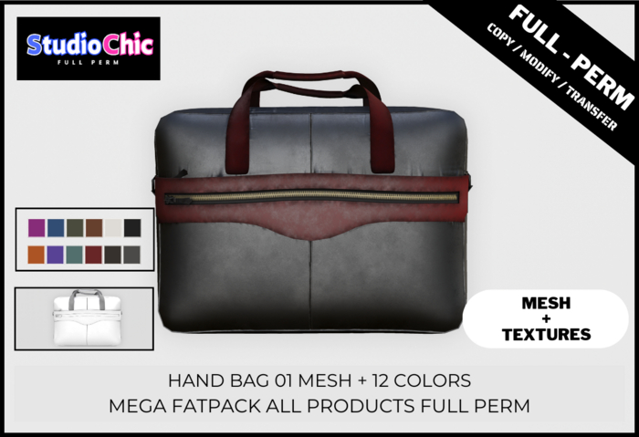 HAND BAG 01 FATPACK -  FULL PERM - INCLUDES MESH AND TEXTURES