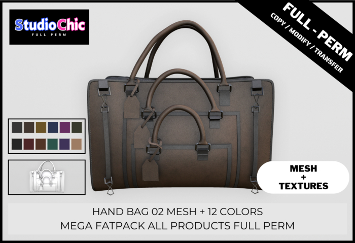 HAND BAG 02 FATPACK -  FULL PERM - INCLUDES MESH AND TEXTURES
