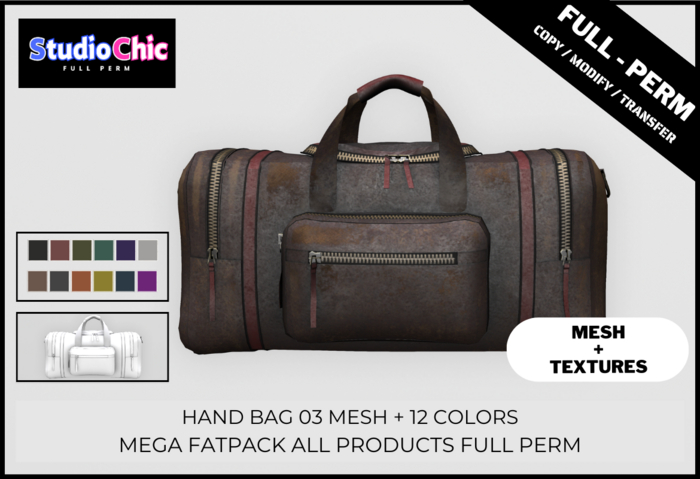 HAND BAG 03 FATPACK -  FULL PERM - INCLUDES MESH AND TEXTURES