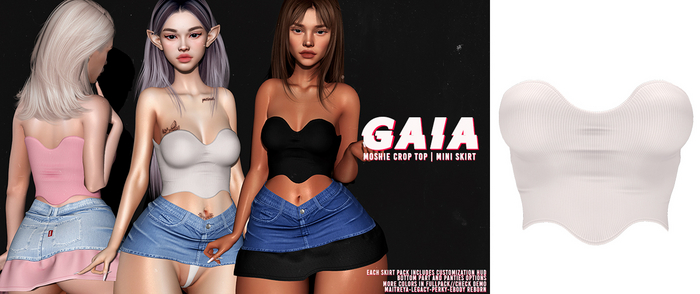 Gaia - moshie crop top//white