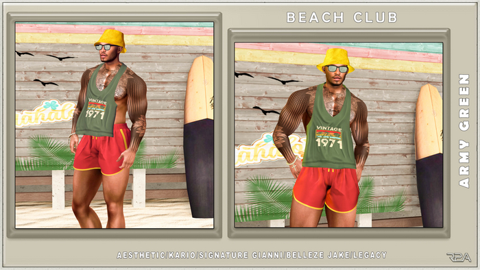 R2A-BEACH CLUB ARMY GREEN