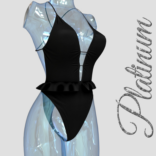 Black Ruffle Swim Suit