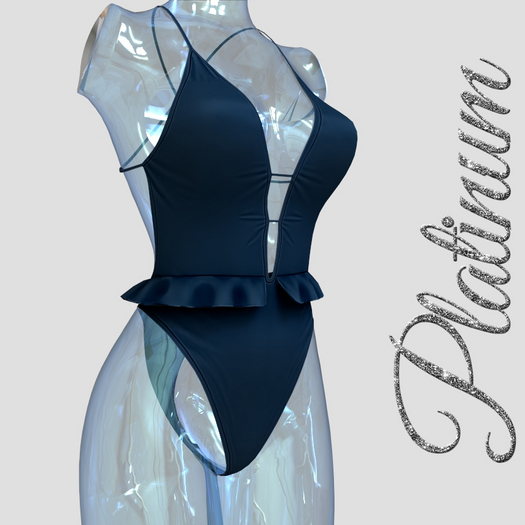 Navy Ruffle Swim Suit