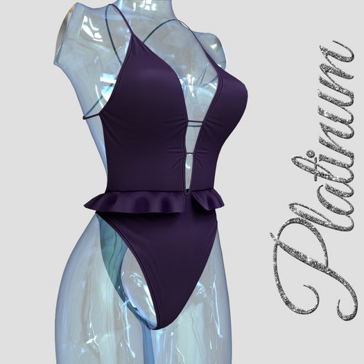 Purple Ruffle Swim Suit