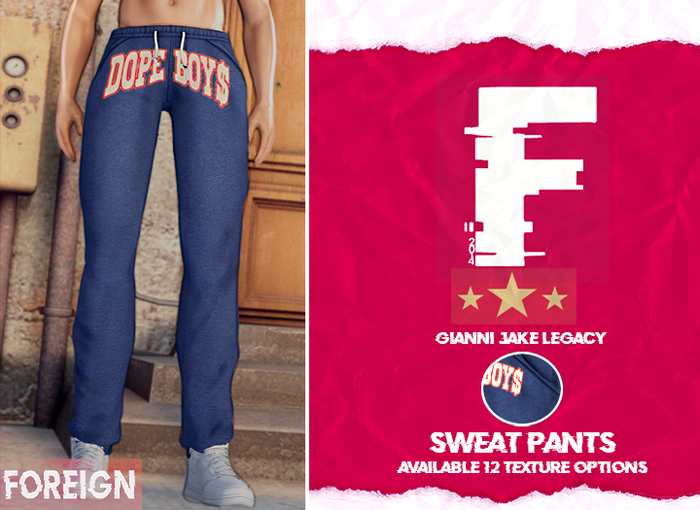  Comfy Graphic Sweatpants -Navy-