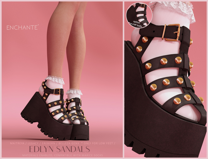 [Enchante'] - Edlyn Sandals - BLACK, WHITE, NUDE