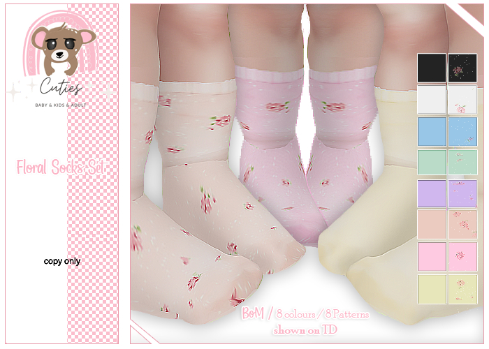 {::Cuties}-Floral Socks Set- BoM