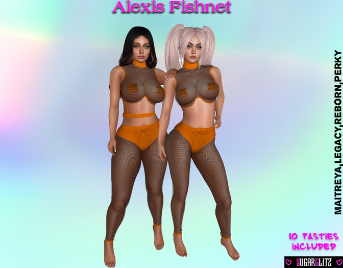 SugarGlitz - Alexis Fishnet Orange Outfit *PROMO*